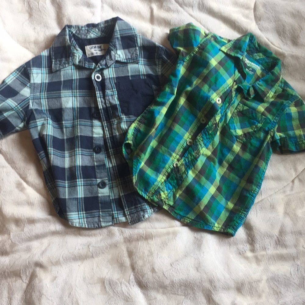 2 button up size 2t boy shirts